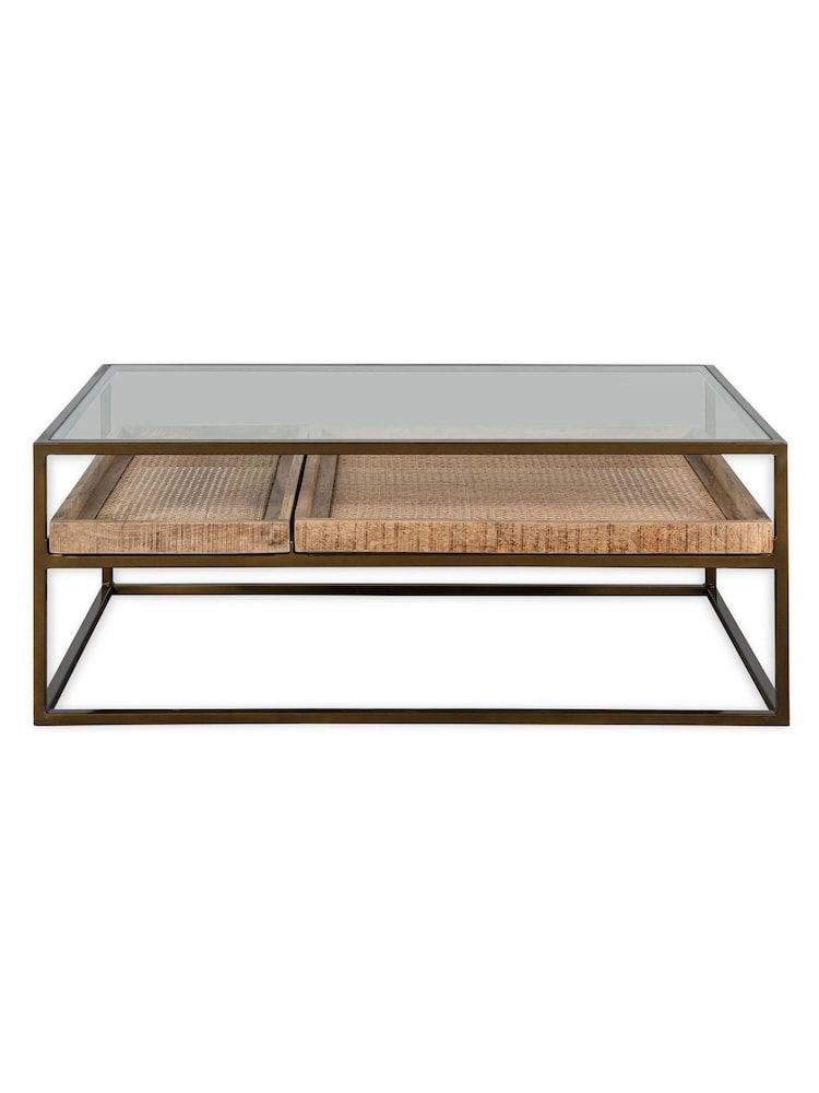 Nkuku Brass Luzon Iron and Mango Wood Display Coffee Table - Image 5 of 5 Nkuku Brass Luzon Iron and Mango Wood Display Coffee Table - Image 5 of 5