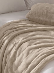 Paoletti Oatmeal Empress Faux Fur Cushion - Image 3 of 4