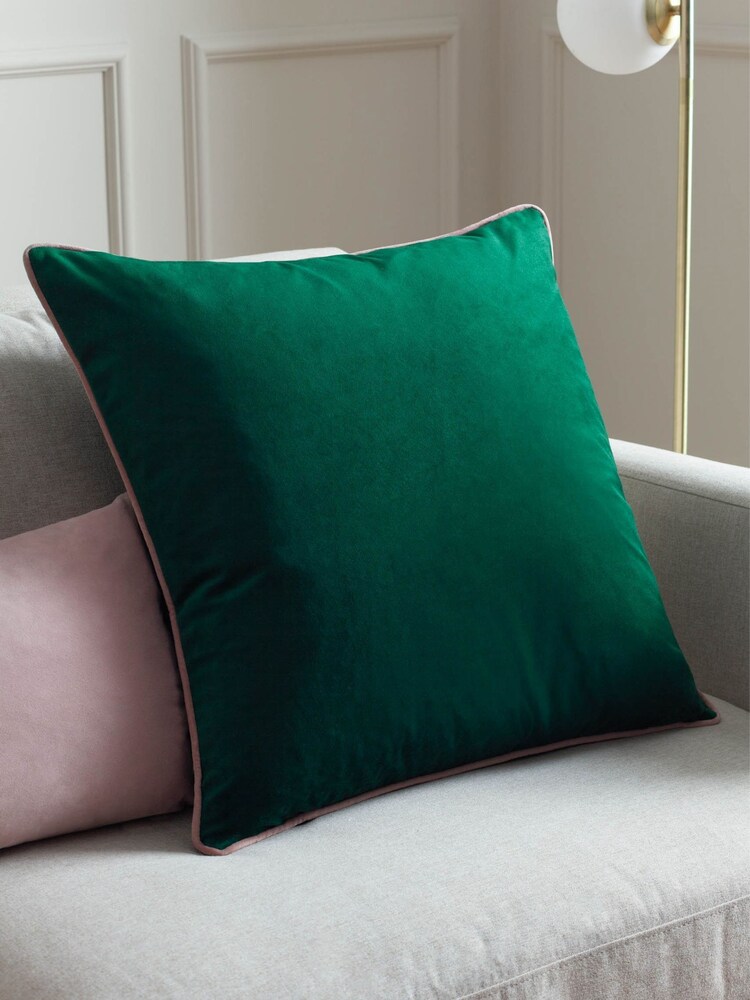 Furn Emerald Blush Meridian Velvet Cushion - Image 1 of 4
