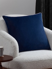 Furn Navy Silver Meridian Velvet Cushion - Image 1 of 4