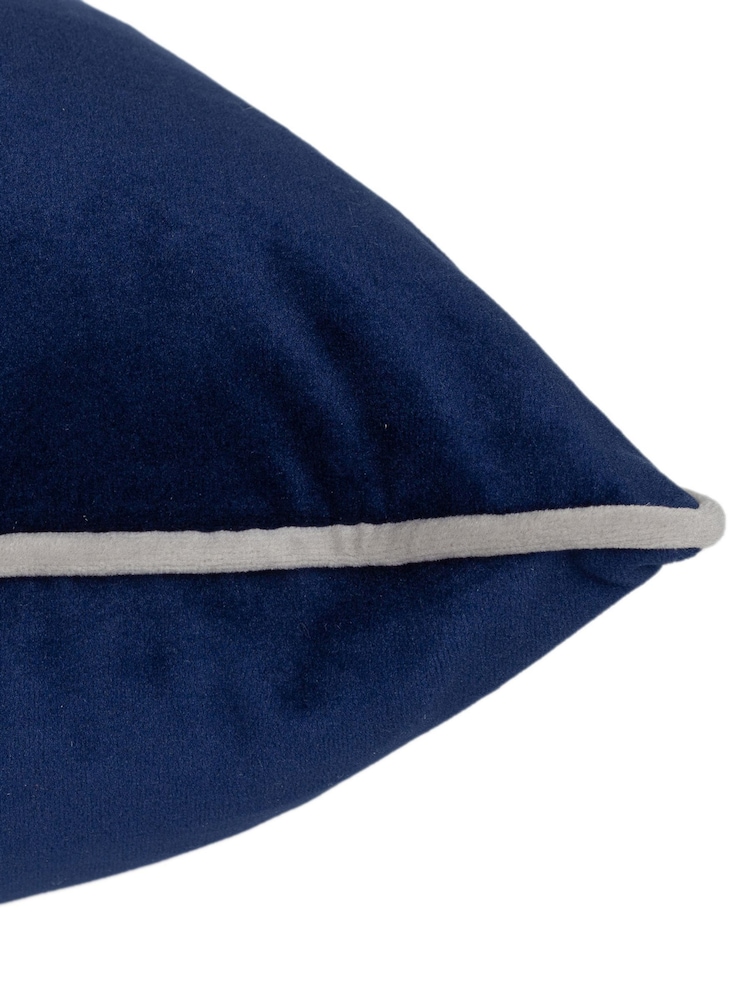 Furn Navy Silver Meridian Velvet Cushion - Image 4 of 4 Furn Navy Silver Meridian Velvet Cushion - Image 4 of 4