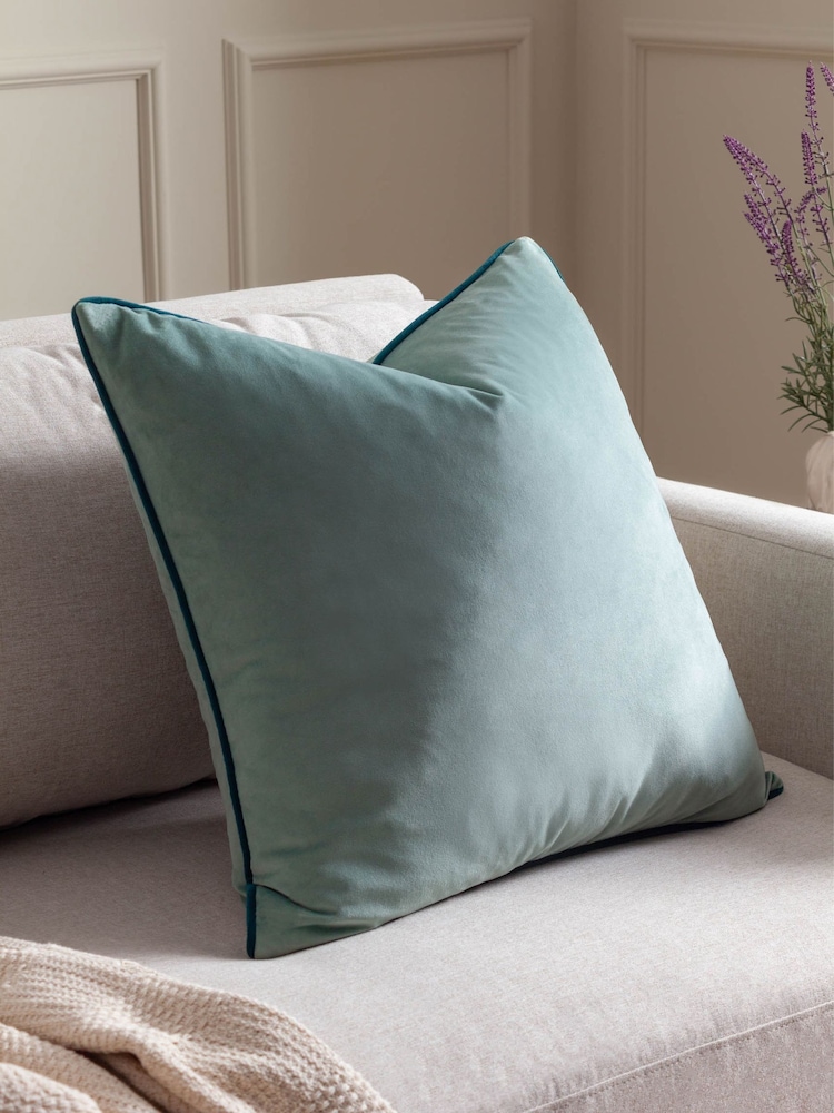 Furn Mineral Teal Meridian Velvet Cushion - Image 1 of 4