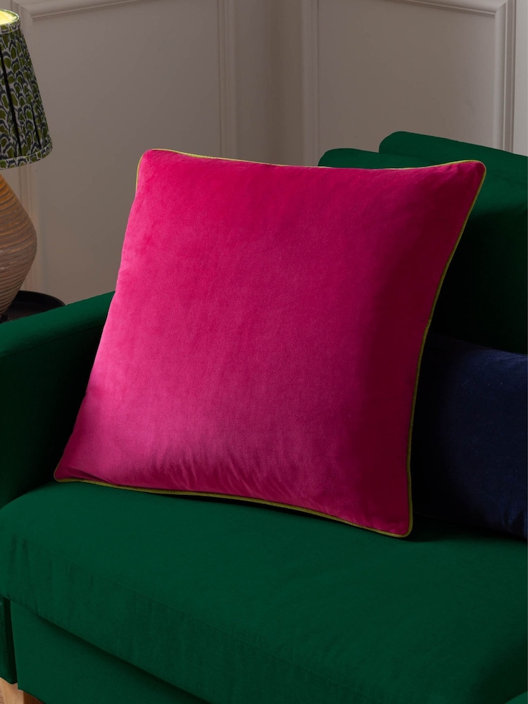 Furn Hot Pink Lime Meridian Velvet Cushion - Image 1 of 3