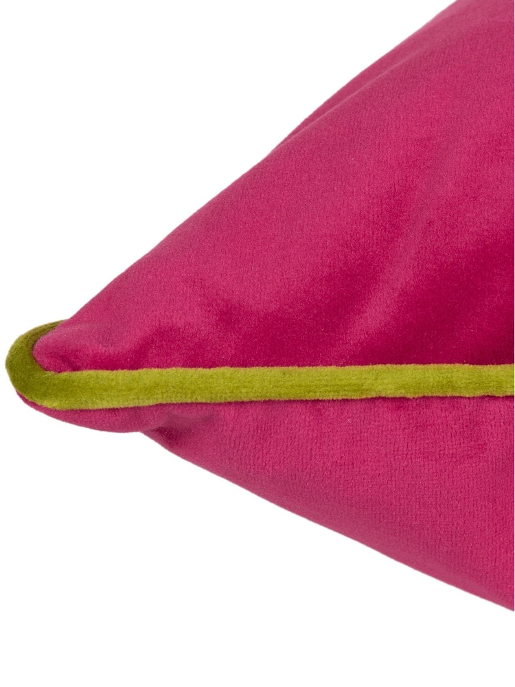 Furn Hot Pink Lime Meridian Velvet Cushion - Image 3 of 3