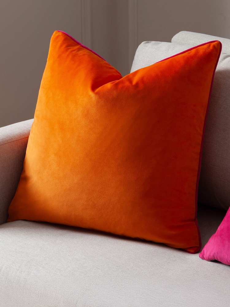 Furn Clementine Hot Pink Meridian Velvet Cushion - Image 1 of 4 Furn Clementine Hot Pink Meridian Velvet Cushion - Image 1 of 4