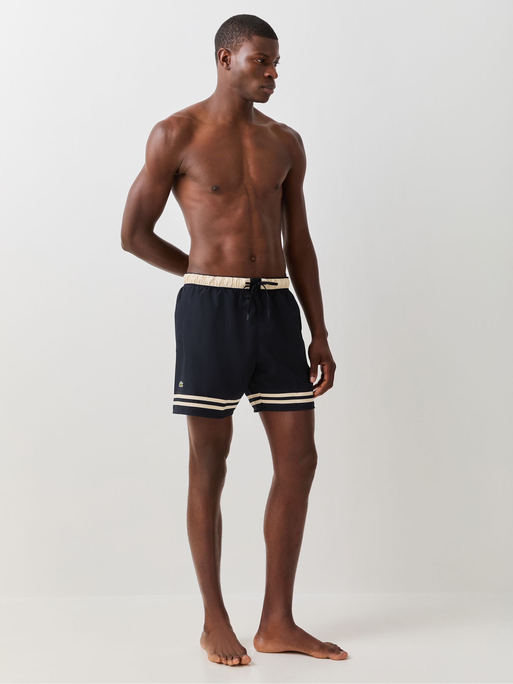 Buy Lacoste Blue Mid Length Monochrome Swim Shorts from the Next