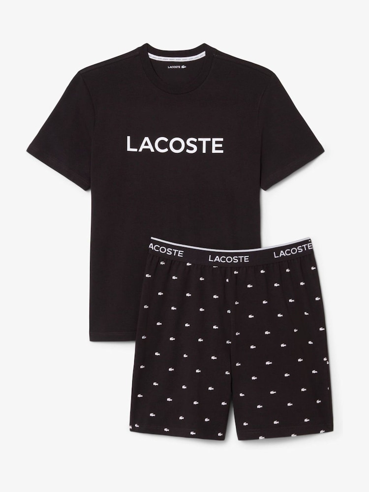 Lacoste Brown Relaxed Fit Croc Print Pyjamas Set - Image 2 of 5