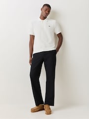 Lacoste White Fine Knit Moss Stitch Cotton Polo Collar Jumper - Image 2 of 7