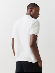 Lacoste White Fine Knit Moss Stitch Cotton Polo Collar Jumper - Image 3 of 7