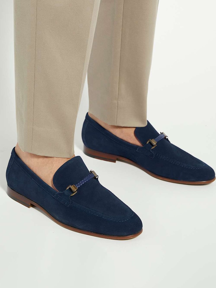 Dune London Blue Scilly Woven Trim Loafers - Image 1 of 6