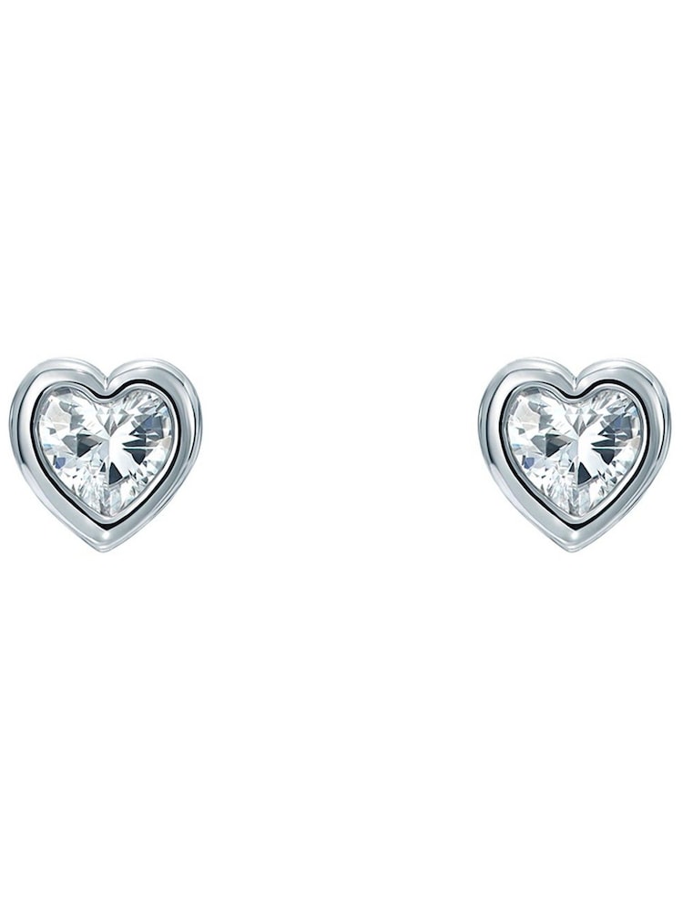 Ted Baker Silver Tone Harmony Mini Crystal Heart Stud Earrings - Image 1 of 4