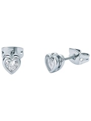 Ted Baker Silver Tone Harmony Mini Crystal Heart Stud Earrings - Image 2 of 4