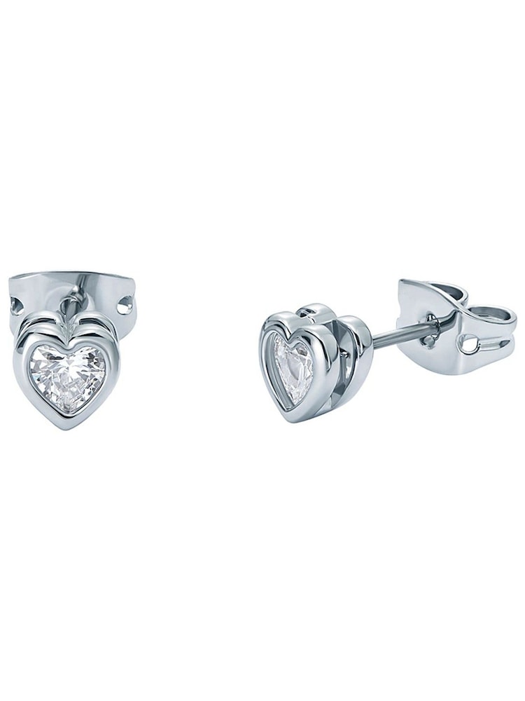 Ted Baker Silver Tone Harmony Mini Crystal Heart Stud Earrings - Image 2 of 4