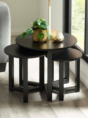 Julian Bowen Set of 3 Black Nidri Nest Tables - Image 1 of 6