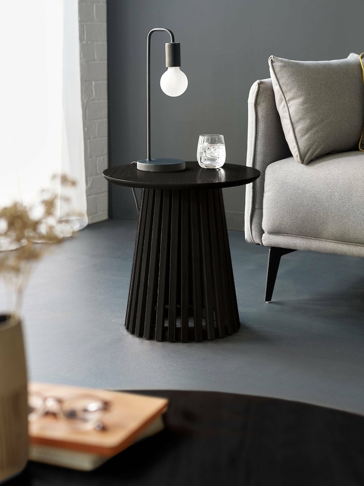 Julian Bowen Black Ollie Round Lamp Table - Image 2 of 6 Julian Bowen Black Ollie Round Lamp Table - Image 2 of 6