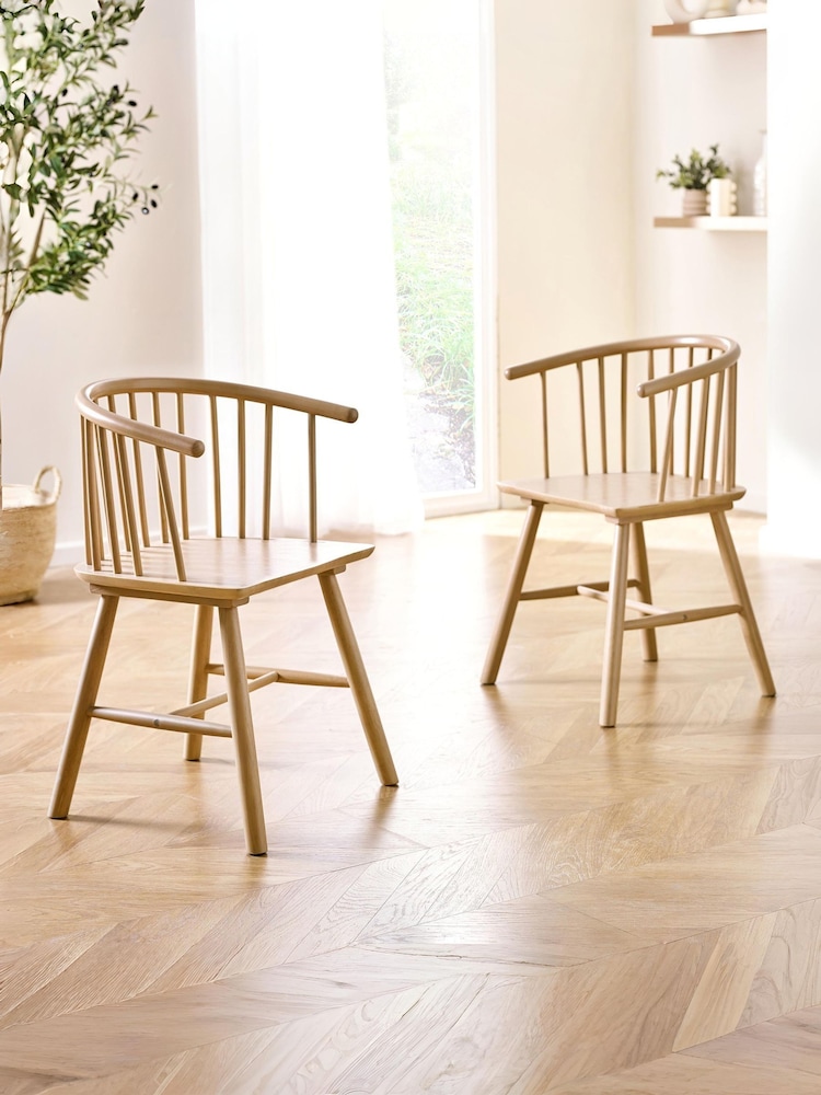 Julian Bowen Set of 2 Light Beech Oak Kaito Dining Chairs - Image 1 of 6