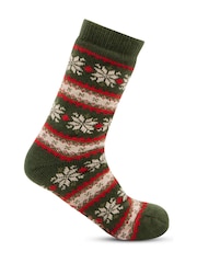 Totes Red Toasties Mens Sherpa Lined Fair Isle Slipper Socks - Image 4 of 5
