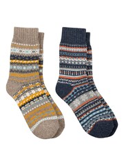 Totes Toasties Mens Wool Blend Fair Isle Slipper Socks - Bild 1 von 4