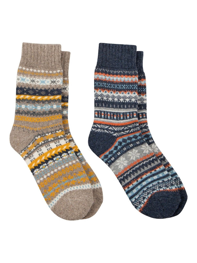 Totes Toasties Mens Wool Blend Fair Isle Slipper Socks - Bild 1 von 4