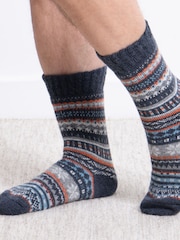 Totes Toasties Mens Wool Blend Fair Isle Slipper Socks - Bild 3 von 4