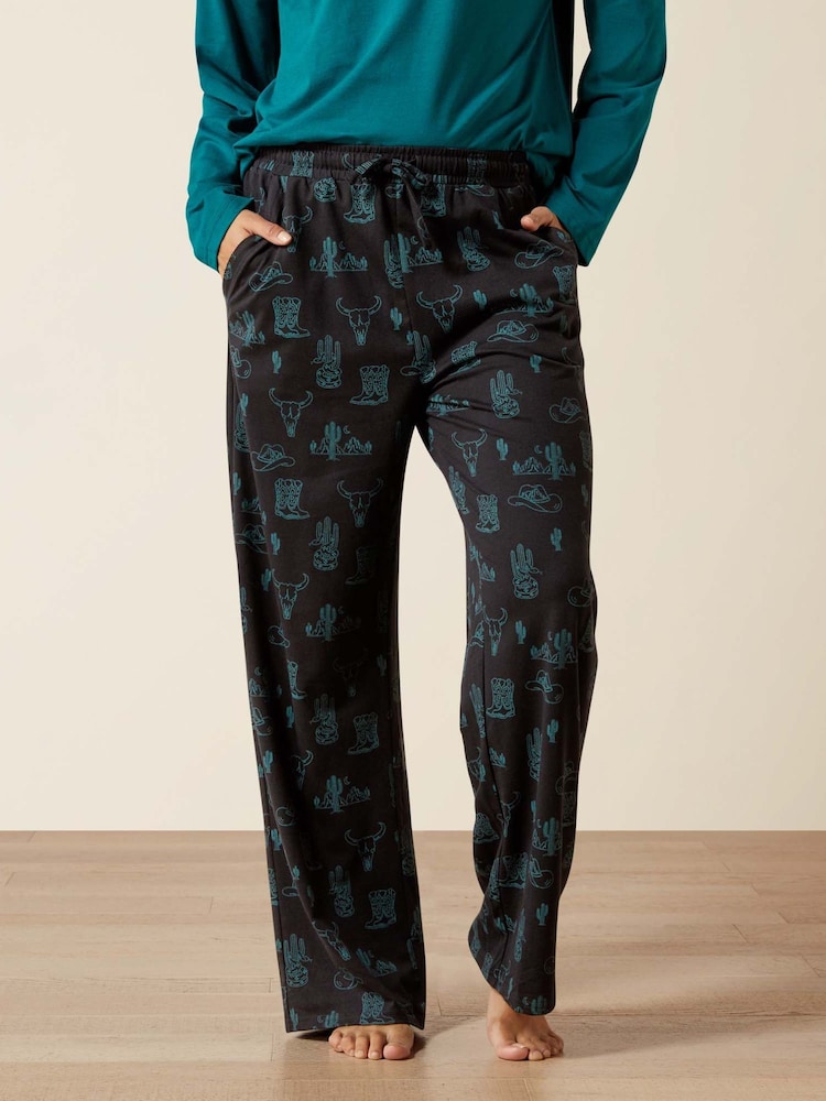 Ariat Wms Dreams Black Pyjamas Set Deserted Print - Image 2 of 7 Ariat Wms Dreams Black Pyjamas Set Deserted Print - Image 2 of 7