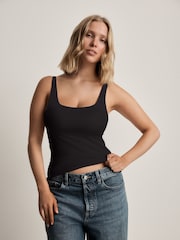 Black DD+ Hidden Support Cotton Bra Top Vest - Image 1 of 5
