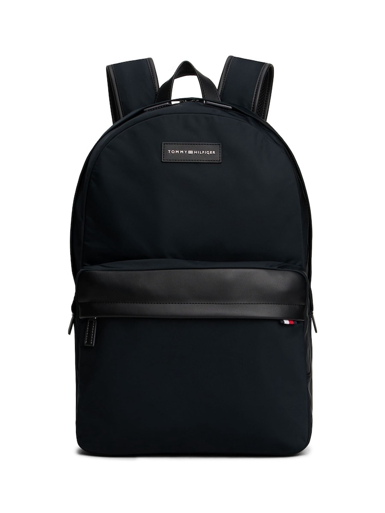 Tommy Hilfiger Black Logo Patch Backpack - Image 1 of 5 Tommy Hilfiger Black Logo Patch Backpack - Image 1 of 5