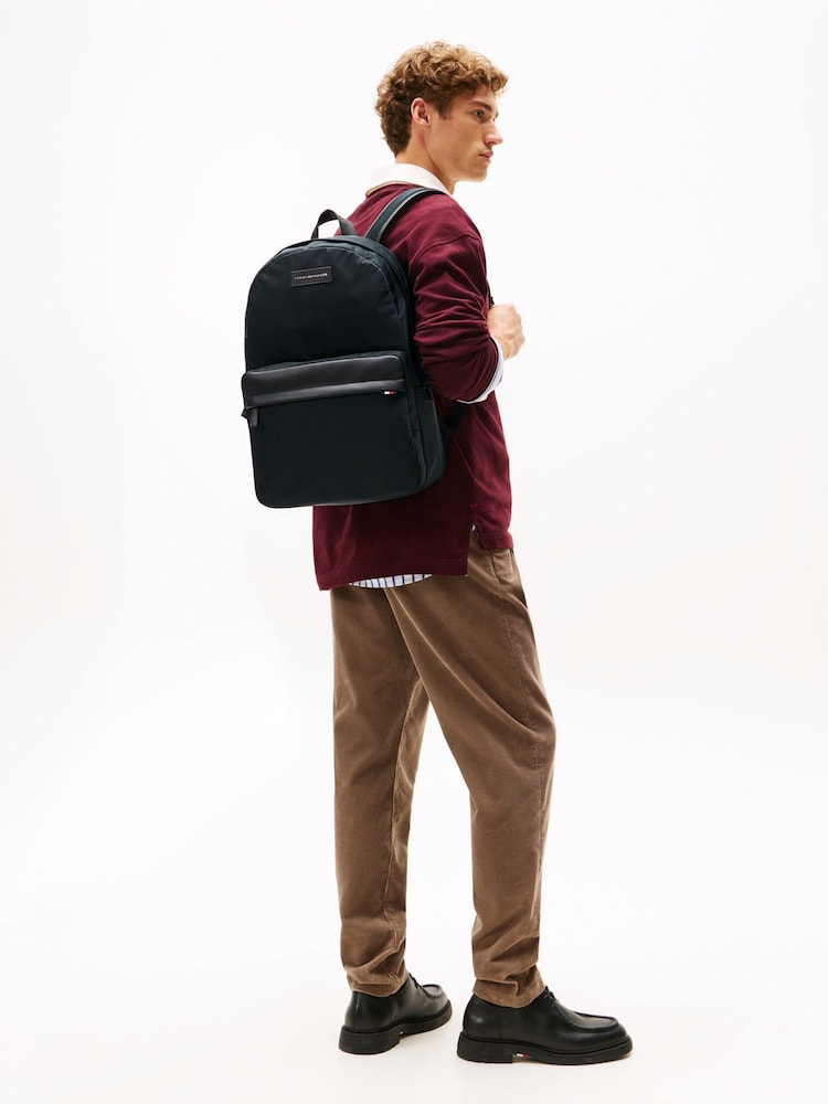 Tommy Hilfiger Black Logo Patch Backpack - Image 2 of 5 Tommy Hilfiger Black Logo Patch Backpack - Image 2 of 5