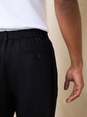 Black N.Premium Lyocell-Linen Blend Relaxed fit Smart Trousers with Elasticated Waistband - Image 5 of 6
