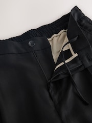 Negro - N. Premium Pantalones de vestir de corte relajado con cintura elástica, confeccionados en una mezcla de lyocell y lino de primera calidad. - Imagen 7 de 10