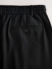 Negro - N. Premium Pantalones de vestir de corte relajado con cintura elástica, confeccionados en una mezcla de lyocell y lino de primera calidad. - Imagen 9 de 10