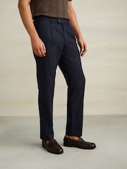 Navy Textured Cotton Smart Chinos - Image 1 of 10