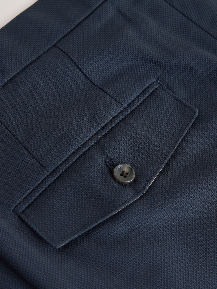 Navy Textured Cotton Smart Chinos - Image 10 of 10