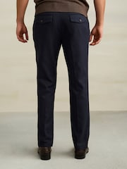 Navy Textured Cotton Smart Chinos - Image 4 of 10