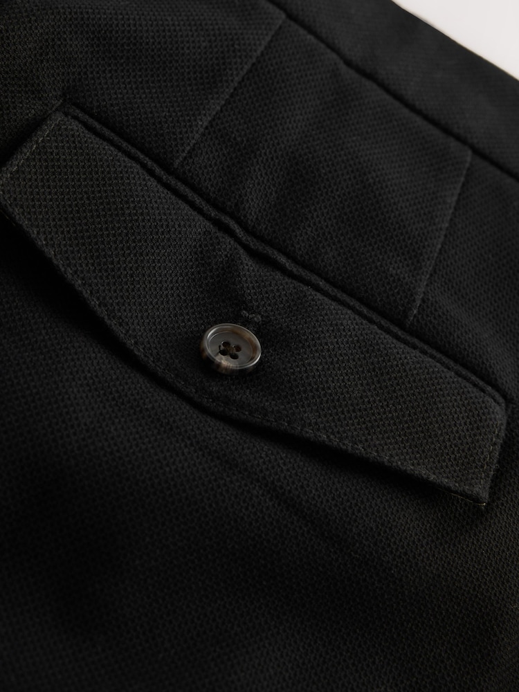 Black Textured Cotton Smart Chinos - Image 10 of 10