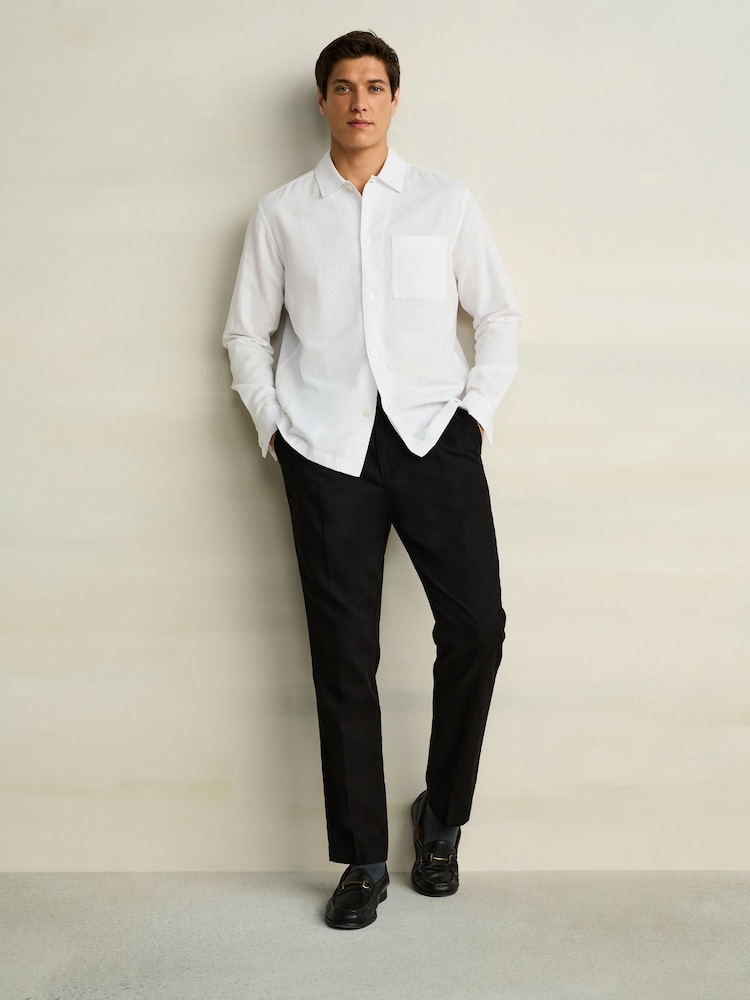 Black Textured Cotton Smart Chinos - Image 2 of 10