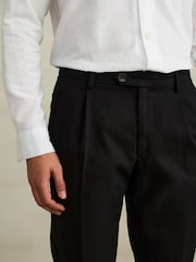 Black Textured Cotton Smart Chinos - Image 4 of 10