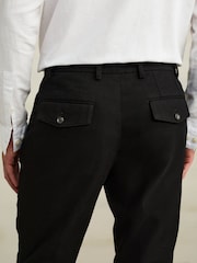 Black Textured Cotton Smart Chinos - Image 5 of 10