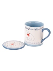 Cath Kidston Blue Christmas Polar Bear Mug And Coaster Set - Image 2 of 6