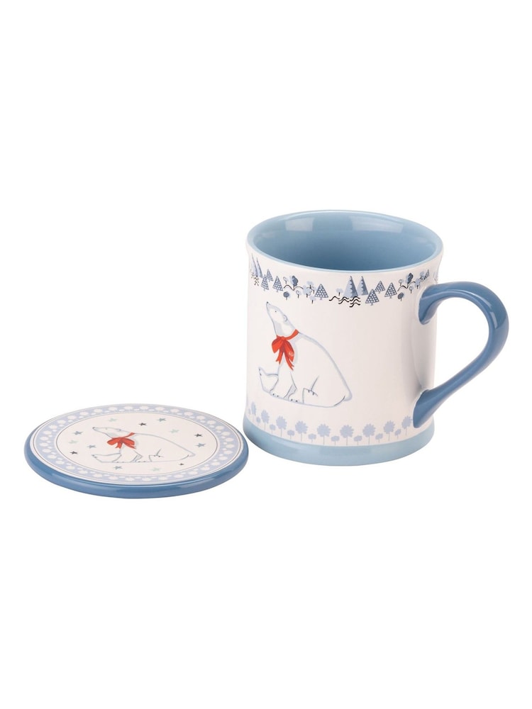 Cath Kidston Blue Christmas Polar Bear Mug And Coaster Set - Image 2 of 6 Cath Kidston Blue Christmas Polar Bear Mug And Coaster Set - Image 2 of 6