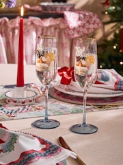 Cath Kidston Set of 2 Blue Christmas Journey Champagne Flutes - Image 1 of 4
