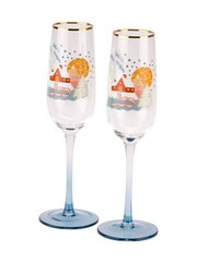 Cath Kidston Set of 2 Blue Christmas Journey Champagne Flutes - Image 3 of 4