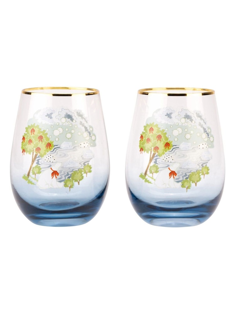 Cath Kidston Set of 2 Blue Christmas Journey Tumblers - Image 1 of 3 Cath Kidston Set of 2 Blue Christmas Journey Tumblers - Image 1 of 3