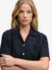 Superdry Navy Heritage Broderie Short Sleeves Shirt - Image 5 of 5