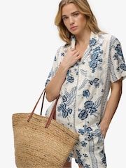 Superdry Ecru/Blue Beach Printed Short Sleeves Shirt - Image 4 of 5