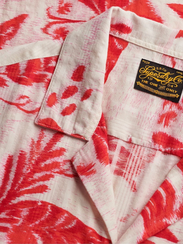 Superdry Pink Beach Printed Short Sleeve Shirt - Image 10 of 10 Superdry Pink Beach Printed Short Sleeve Shirt - Image 10 of 10
