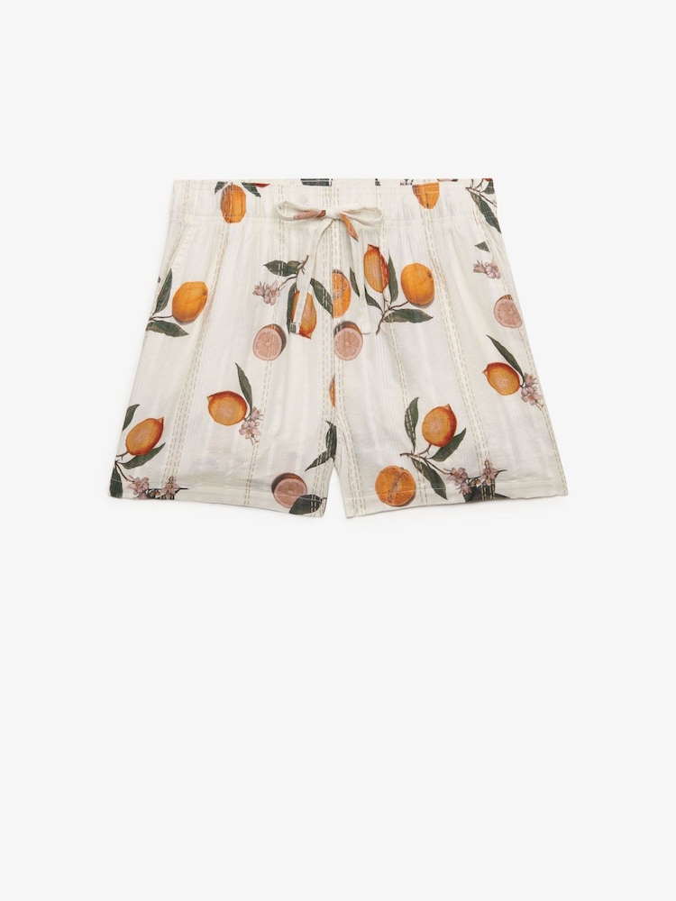 Superdry Cream Cotton Broderie Beach Shorts - Image 1 of 1