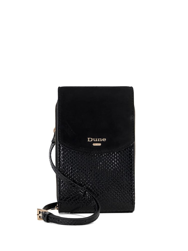 Dune London Black Sunrise Basic Phone Cross-Body Bag - Image 1 of 5