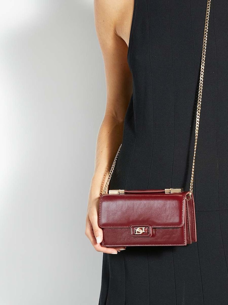 Dune London Red Skilled Top Handle Micro Bag - Image 5 of 5