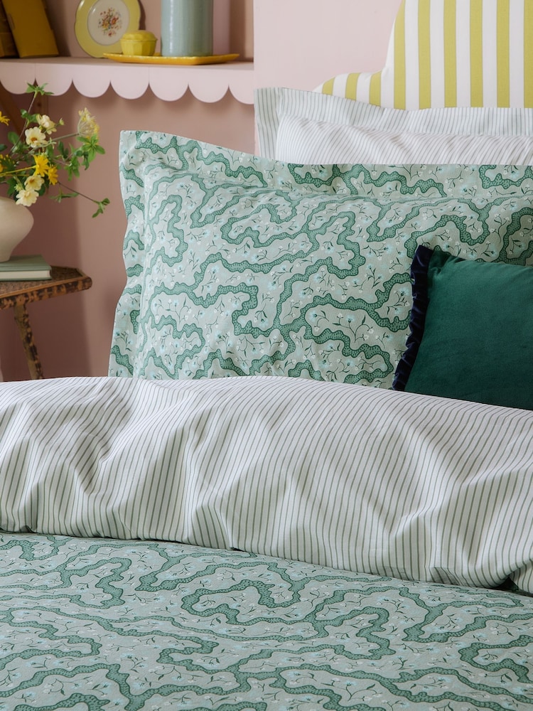 Wylder Tarragon Green Brianna Floral Duvet Cover Set - Image 2 of 3 Wylder Tarragon Green Brianna Floral Duvet Cover Set - Image 2 of 3